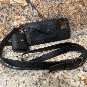 Bandolier Hailey Crossbody Leather iPhone 12 Pro Max with Air Pod Pro Pouch.